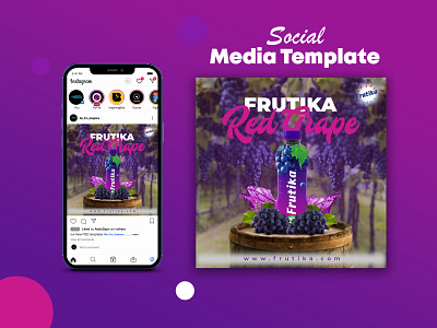 Social Media Banner Design For Grapes Drink Or Juice design flyer grape juice social media banner square