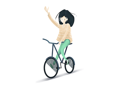 Girl on bike bicycle design ilustration ui