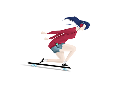 Girl on skate art design girl ilustration skate ui