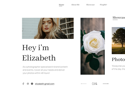 Minimalistic Photography Portfolio landignpae ui ux