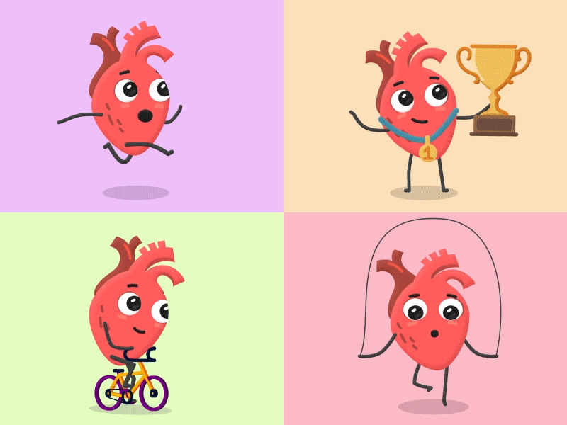 Train your heart after effects animation cycling gif hand heart illustration loop motion design motiondesign running sport
