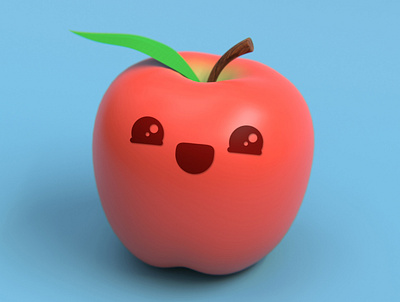 Kawaii Apple 3d 3dart apple clay fruit graphic design minimal