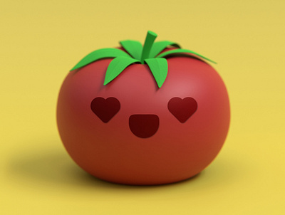 Kawaii Tomato 3d 3dart blender clay design fruit graphic design minimal tomato