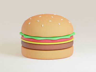 Cute Burger 3d 3dart blender burger clay cute food minimal shader studio