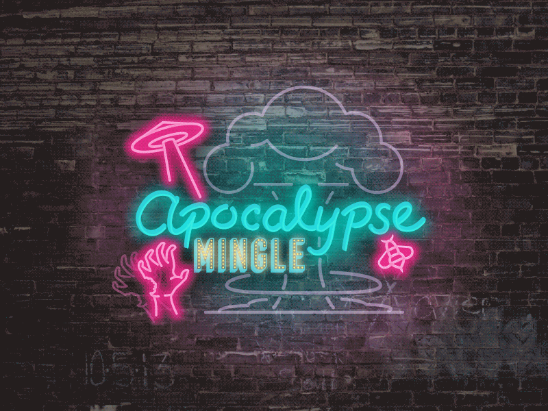 Apocalypse Mingle Loading animation apocalypse app bright dating loading mingle neon pink purple sign splash