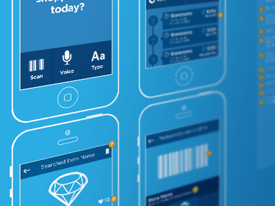 eCommerce App blue icons ios ui wireframe