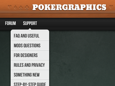 Poker layouts online-store brown dark dropdown header leather menu poker site