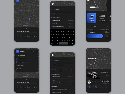 Uber App Redesign android app cab app dark theme app figma neumorphic design uber app