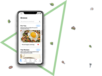 Recipe Discovery App on iPhone X blue clean design food app ios11 ios11 ui iphonex iphonex design minimal recipe simple