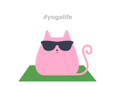 #yogalife adobe cats flat illustration minimal pink cat yoga