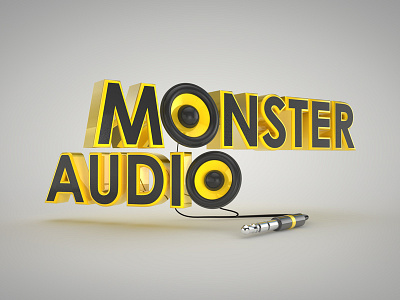 Monster Audio 3d audio big cinema 4d design icon logo monster music speakers yellow