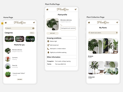 Plant care app design graphic design minimalistic mobile prototype saas ui ux