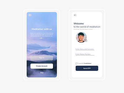 Meditation App/Daily UI Challenge 001 (Sign up flow) app dailyui design ui ux