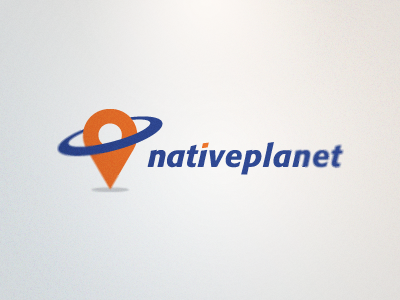 NativePlanet Logo blue icon landon logo map marker orange orbit planet rick rick landon rick landon design ring