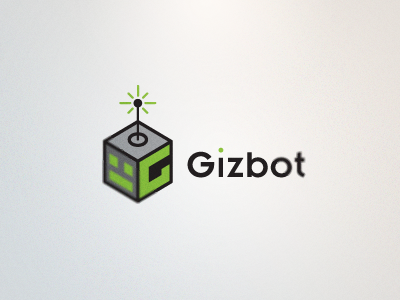 Gizbot Logo 2 antenna bot box g green landon logo rick rick landon rick landon design robot technology vector