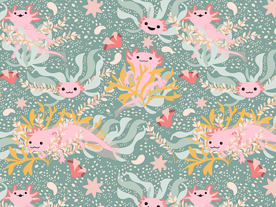 Axolotl Pattern Design animal illustration axolotl design fashion design graphic design illustration pattern pattern design pet illustration