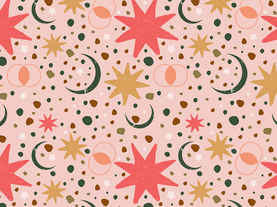 Night in Pink Pattern Design design fashion design graphic design illustration moon pattern pattern design stars