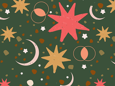 Green Night Pattern Design design fashion design graphic design illustration moon pattern pattern design stars