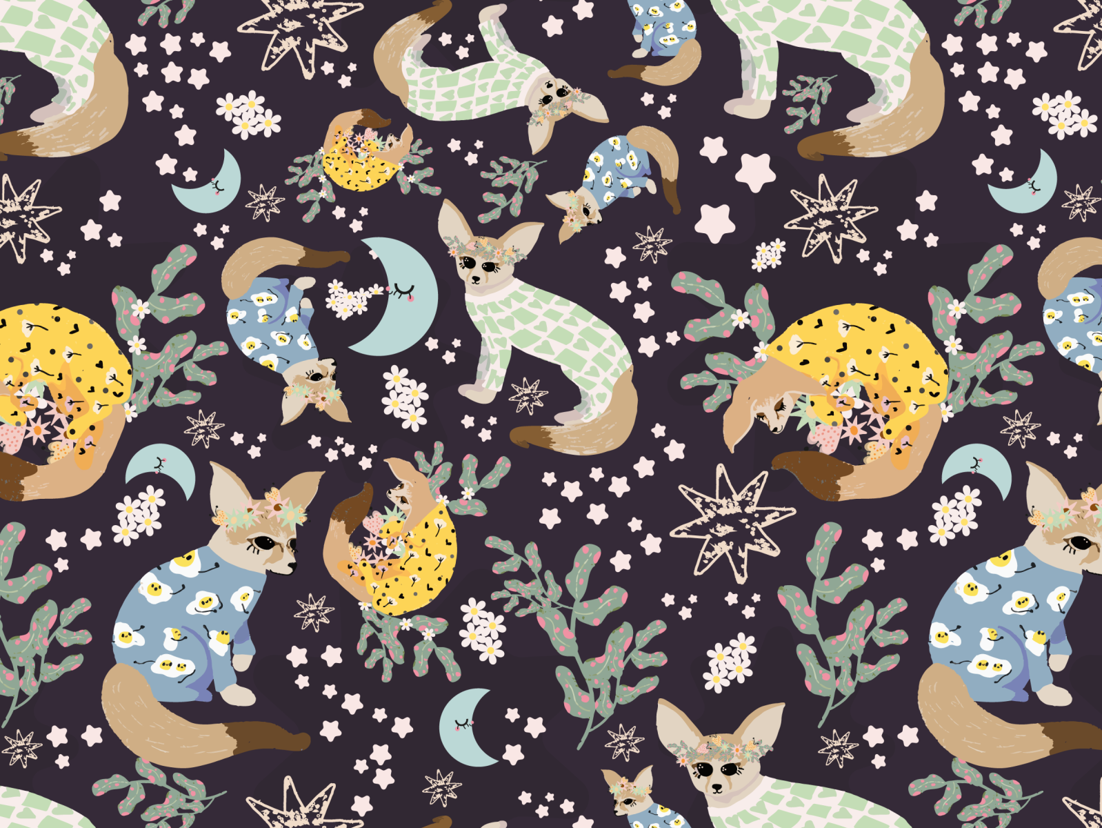 Cute Fennec Fox Pattern Design by Rachel Aranha on Dribbble