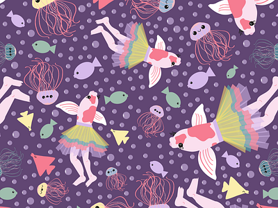 Fun Fish Pattern Design bubbles colorful design design fashion design fish illustration fish pattern fish pattern design fishes fun design fun pattern design graphic design illustration jelly fish mermaid pattern pattern design sea sea illustration