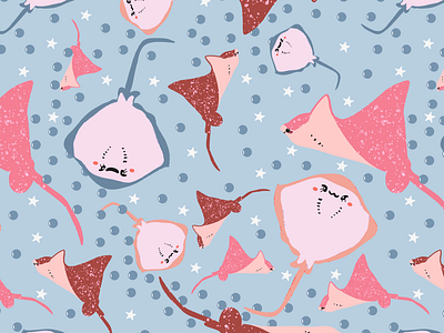 Batoids Pattern Design animal illustration batoids design fashion design graphic design illustration pattern pattern design sea sea illustration stars vector vector art