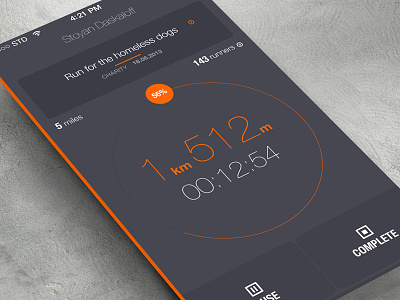 iOS7 running... app flat gray ios7 orange run simple