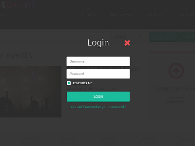 Login form button clean flat form glat green input login popup