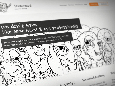 SliceCrowd homepage flat homepage html illustration orange simple slice slicecrowd white