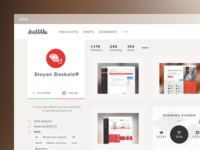 User Profile dribbble flat gallery inspiration minimal redesign ux white