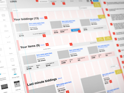 Auction project - wireframes