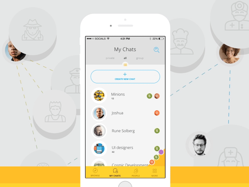 Socials : Entering Chat animation app chat enter ios socials