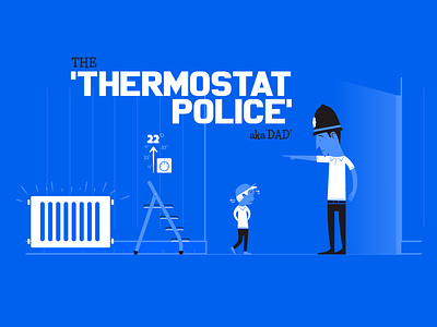 The 'Thermostat Police' (aka Dad) character design fun illustration retro social campaign vector vintage