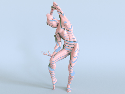 Figure Study 3d blue c4d female figure pastel pink slice