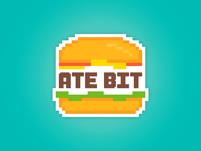 Ate Bit 8 bit branding burger design food logo typography video games