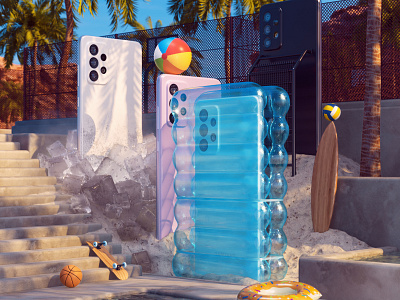 Samsung A72 - Pool Party 3d cgi cinema4d design illustration render