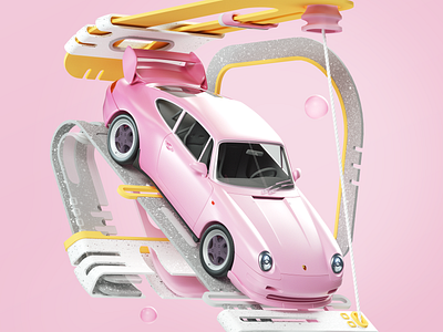 Garage 3d cgi cinema4d design illustration octane pink render shapes simple