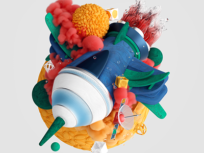 Exploration of Space 3d abstract cgi cinema4d colours design illustration octane render set shapes ui ux