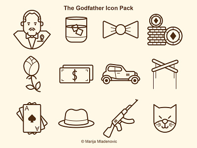 The Godfather Icon Pack design flat flat design godfather graphic graphic design icon icon pack icon set icons illustration illustrator infographics line graphic ui vector vector graphic