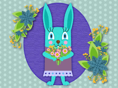 Spring bunny bunny childrens book childrens illustration flat flat design illustration spring vector