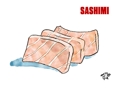 Sashimi branding food japanese sashimi sushi watercolor