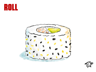 ROLL branding food illustration japanese sushi watercolor