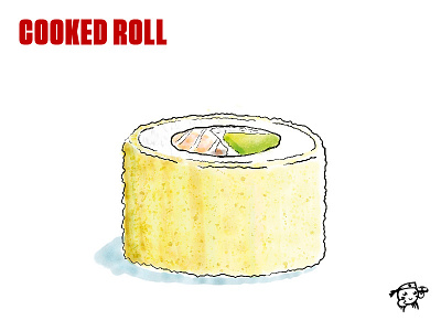 COOKED ROLL branding food illustration japanese sushi watercolor