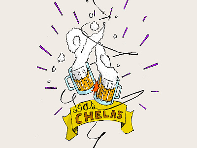 LAS CHELAS beer cerveza digital illustration painting photoshop