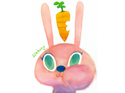 Rabbit! character illustration rabbit water colors