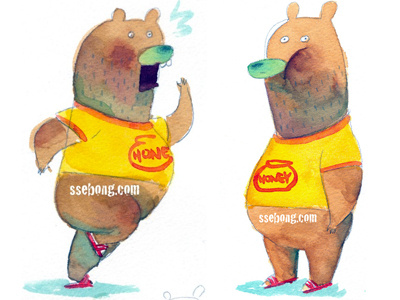 Stupid bear. bear character illustration water colors