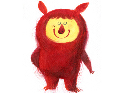 Red monster character illustration monster watercolors