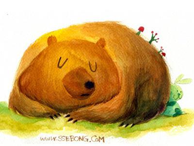 Bear and rabbit. bear character illustration ssebong water colors