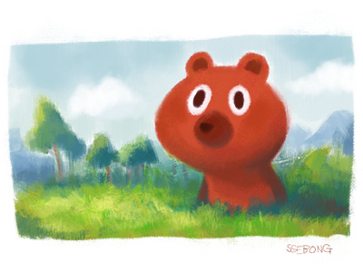 A Bear in the forest. bear character digital illustration