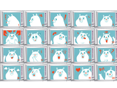 Post stamp bear digital illustration post stamp ssebong