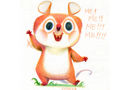 Me! Me!! Me!!! Me!!!! character color pencils illustration rat ssebong